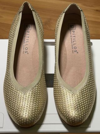 Zapatos Pitillos Dorados Mujer