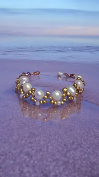 Pulsera perlas semi-barrocas