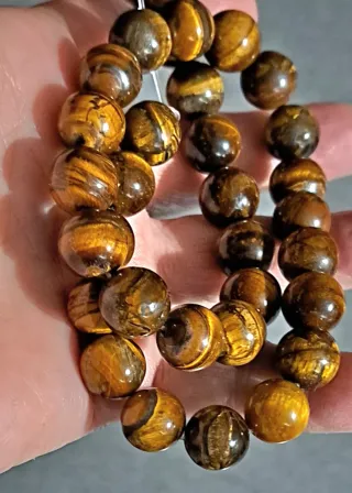 Filo perle occhio di tigre diam. 12 mm