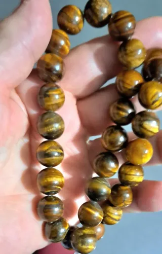 Filo perle occhio di tigre diam. 12 mm