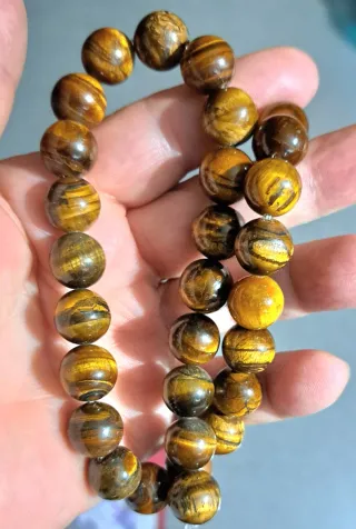 Filo perle occhio di tigre diam. 12 mm