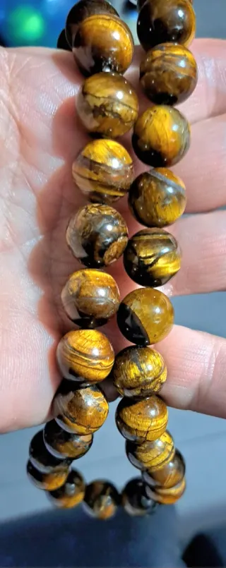 Filo perle occhio di tigre diam. 12 mm