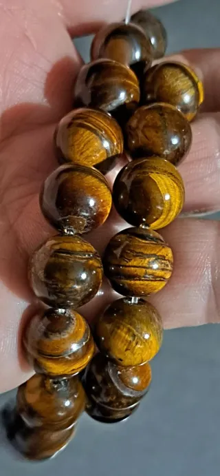 Filo perle occhio di tigre diam. 12 mm