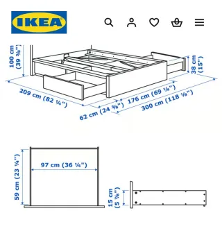 Cama Ikea 160x200 con almacenaje 4 cajones.