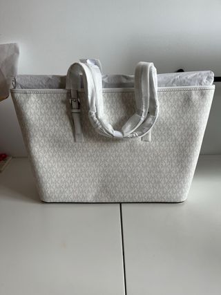 Bolso Michael Kors monograma blanco en Lona y Piel