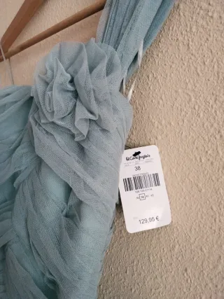 Vestido largo fiesta azul verdoso