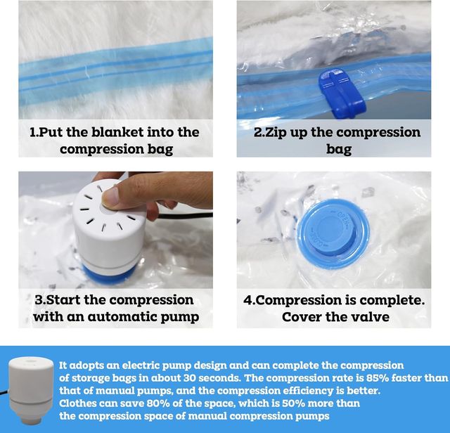 10 Bolsas de Vacío para Ropa + Bomba