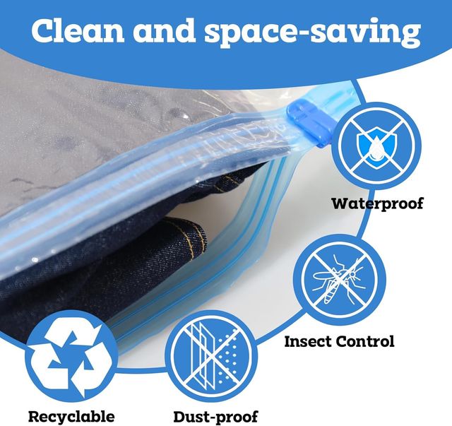 10 Bolsas de Vacío para Ropa + Bomba