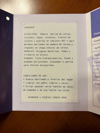 Mesa y aparador de madera maciza