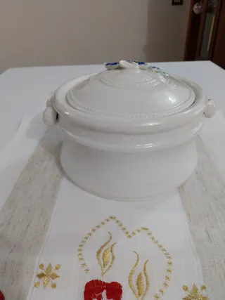 Biscottiera Vintage Ceramica Fiori Blu