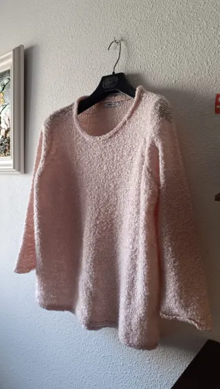 Jersey punto rosa cuello redondo TALLA L-XL