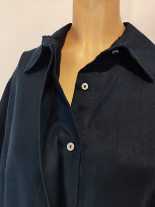 Vestido azul marino de lino