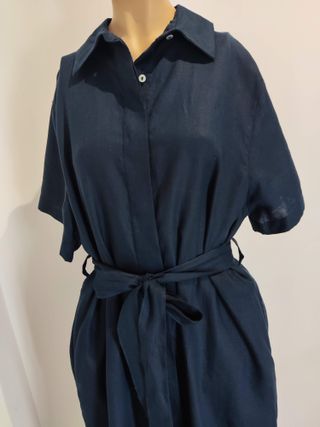 Vestido azul marino de lino