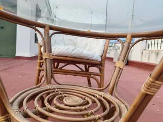 Mesa y Silla Mimbre