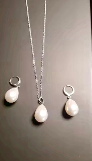 Conjunto Plata Perlas Ovaladas/a estrenar