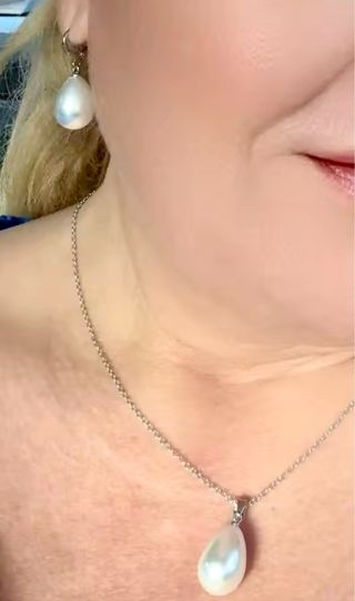 Conjunto Plata Perlas Ovaladas/a estrenar