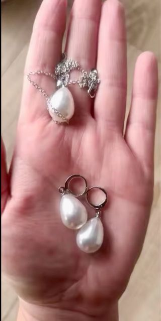 Conjunto Plata Perlas Ovaladas/a estrenar