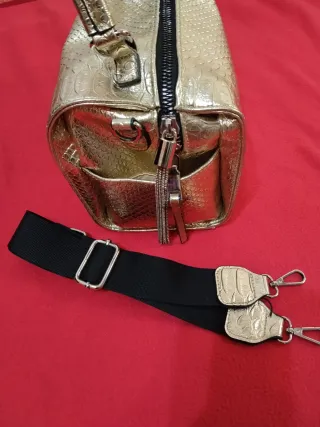 Bolso dorado estilo serpiente baúl