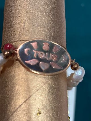 Pulsera Tous Ovalada Oro Rosa y Perlas