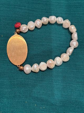 Pulsera Tous Ovalada Oro Rosa y Perlas