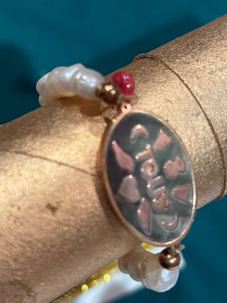 Pulsera Tous Ovalada Oro Rosa y Perlas