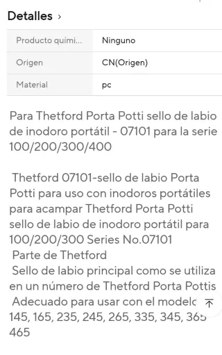 Junta de goma negro potti