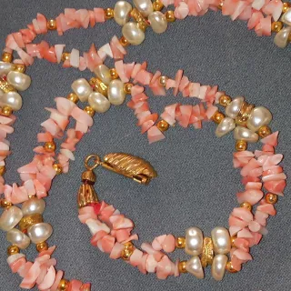 Collana Vintage Corallo e Autentiche Perle