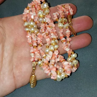 Collana Vintage Corallo e Autentiche Perle