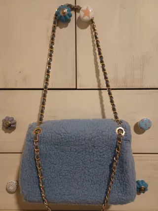 Bolso borreguillo estilo Chanel azul interior de p