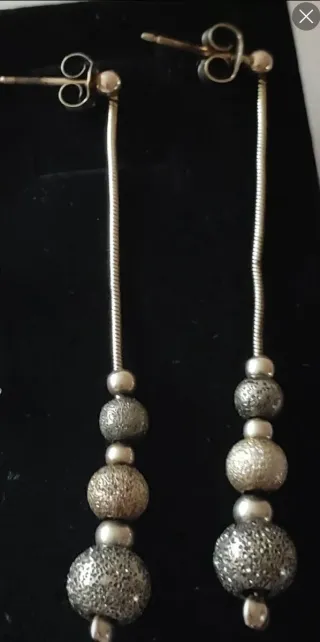 Pendientes Plata Ley con Flores y Bolas