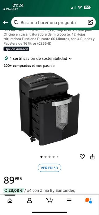 Trituradora de papel negra