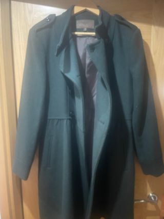 Abrigo paño Cortefiel verde talla L