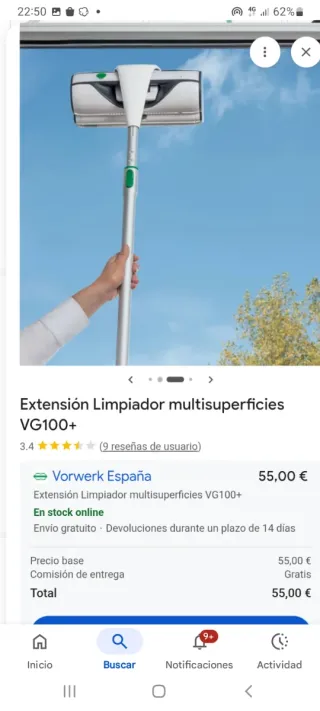 Limpiador Kobold VG100 MULTISUPERFICIES CON MANGO