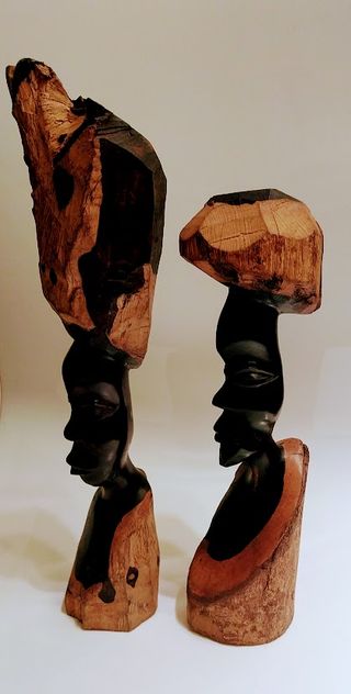 Coppia sculture in legno ebano Africa