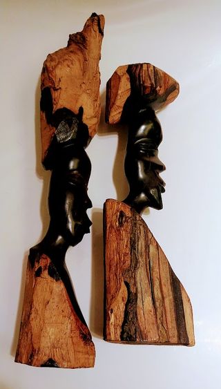 Coppia sculture in legno ebano Africa