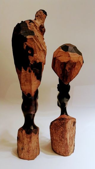 Coppia sculture in legno ebano Africa