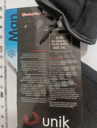 Guantes Unik C-15 T-XXL Negros