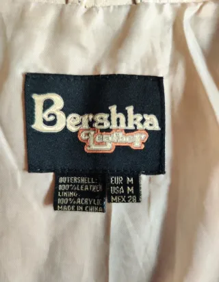 Cazadora cuero beige Bershka