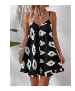 Mono corto estampado blanco y negro