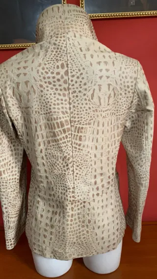 Giacca Pelle Mabrun Donna Tg 42 Beige Coccodrillo