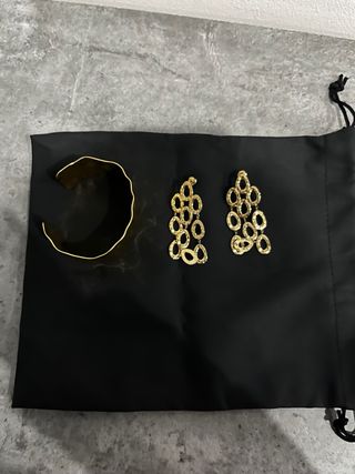 Pulsera y pendientes acero inoxidable dorados