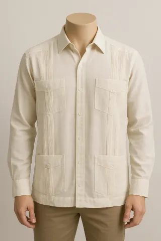 Guayabera Blanca Manga Larga