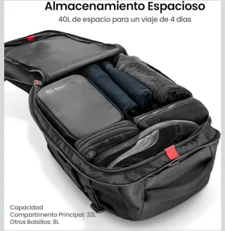 Mochila tomtoc 40L Negra Multiuso