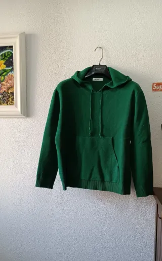 Jersey Punto Sudadera Capucha Verde TALLA L-Xl