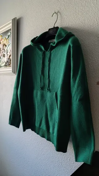 Jersey Punto Sudadera Capucha Verde TALLA L-Xl