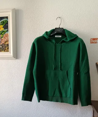 Jersey Punto Sudadera Capucha Verde TALLA L-Xl