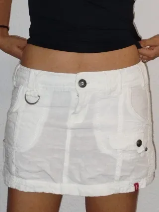 Falda Y2k Lino Blanca