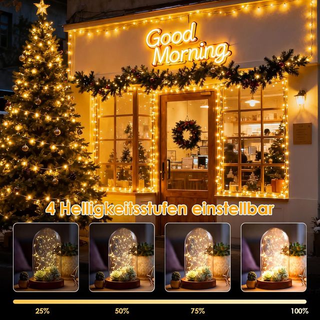 Cadena de luces LED para exteriores, 20 m, 200 led