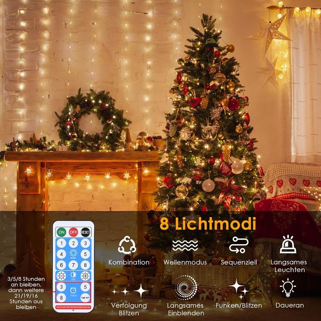 Cadena de luces LED para exteriores, 20 m, 200 led