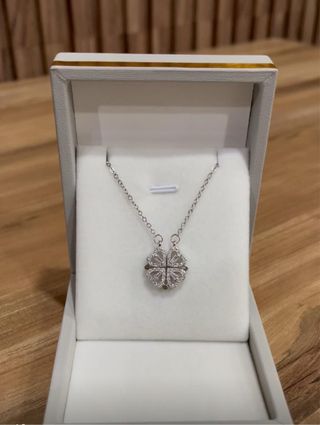 Collar Trébol Acero Inoxidable Plata